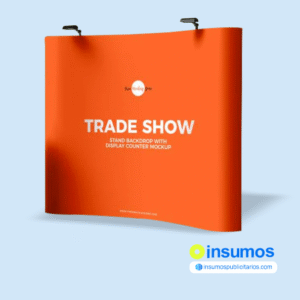 Backing Curvo 3X3 Pop Up estructura de aluminio plegable con su maletin y reflectores de luces.