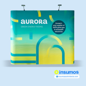 Backing Recto 3X3 Pop Up estructura de aluminio plegable con su maletin y reflectores de luces.